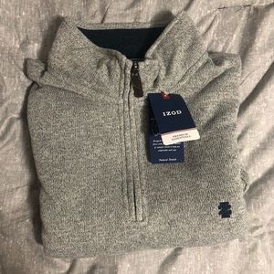 IZOD Gray Quarter Zip Sweater XL